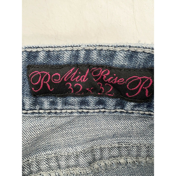 Rock and Roll Cowgirl Jeans Womens Size 32X32 Straight Leg Thick Stitches Denim - Picture 11 of 12